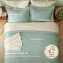 Bedsure Queen Comforter Set - 7 Pieces Sage Green Queen Bedding Set for All Seasons, Boho Contrasting Design Bed in a Bag with Comforter, Sheets, Pillowcases & Shams
