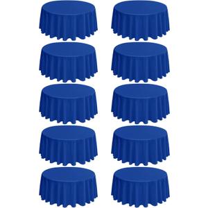 10 Pack Round Tablecloths - 90 Inch Royal Blue Polyester Cover for Round Tables, Stain and Wrinkle Resistant Washable Fabric Cloth for Wedding Banquet Parties