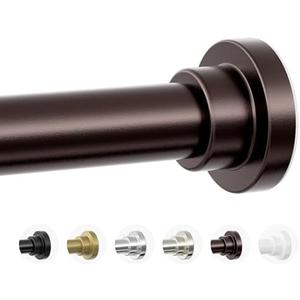 Mcrbeay Shower Curtain Rod, 1" Diameter Heavy Duty Tension Shower Rod, Non Slip Adjustable 28-74 inch No Drill Shower Curtain Rods Spring Tension For Bathroom, Shower Stall, No Rust, Bronze