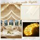 6 Panels Beige Ceiling Curtains with Lights for Weddings - 5ftx30ft Wrinkle-Free Tulle Fabric Wedding Arch Draping Ceiling Drapes Decorations for Wedding Party Ceremony Stage Tent Event, 60"W x 360"L