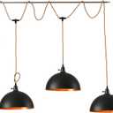 3-Light Hanging Light with Plug in Cord,Plug in Pendant Light 22ft Hemp Rope Pendant Lighting Vintage 3-Light Hanging Lamp Fixtures for Kitchen Island Living Room Bedroom