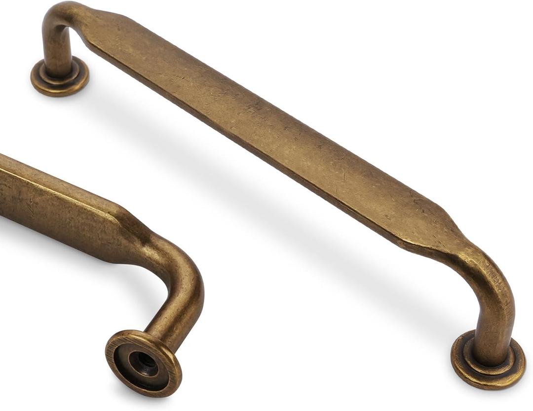 10 Pack 5 Inch Cabinet Pulls Antique Brass Kitchen Cabinet Handles Zinc Alloy Drawer Pulls Solid Cabinet Hardware (5'' Hole Center(128mm))