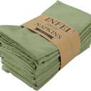 Solid Color Cotton Blended Dinner Cloth Napkins - Set of 12 (17 x 17 inches) - for Events & Home Use (Olive Green)