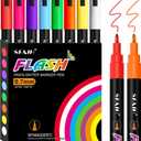 SFAIH 8 Vibrant Liquid Chalk Markers for Bhalkboard, Calendar, Glass - [1s Wet Wipe] No Residue, 0.7-1mm Extra Fine Tip, Chalk Pens for Bistro, Labels [Highlighter Marker Pen for LED light board]