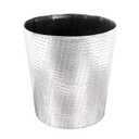 Leather Can, Decorative Waste Basket, 10L Capacity Small Waste Paper Basket, Waterproof Garbage Can for Bathroom, Bedroom, Office, Kitchen and Living Room - Silver