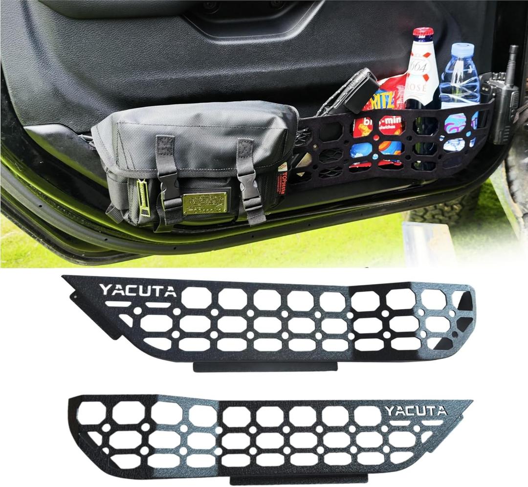 Metal Front Door Pocket Storage Box/Pocket Molle Panels for 2018-2024 Wrangler JL JLU 4XE & 2020-2024 Gladiator JT|Metal material|Texured black|2PCs(Sold as a Pair)