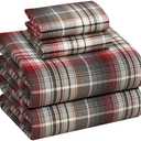 RUVANTI Flannel Sheets Queen Size - 100% Cotton Double Brushed Bed Sheets, Deep Pockets 16 Inches Queen Sheet Set, All Seasons Breathable & Extra Soft - Warm & Cozy, 4 Piece, Halloween Check