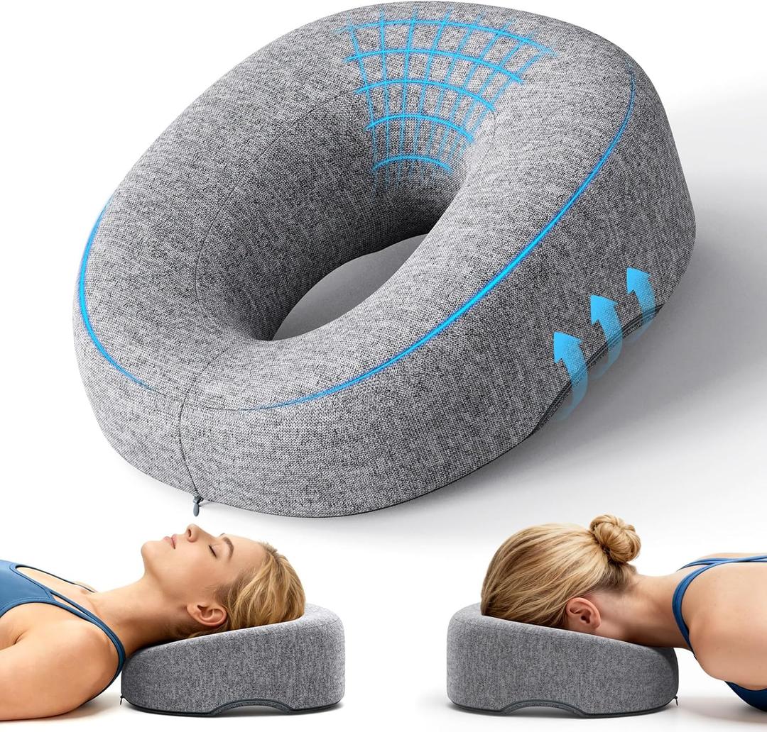 A-Pce Face Down Pillow for Massage Table, Memory Foam for Prone Down Sleeping, BBL Pillow After Eye Surgery & Vitrectomy Recovery, Face Cradle, Massage Headrest for Bed, Gray