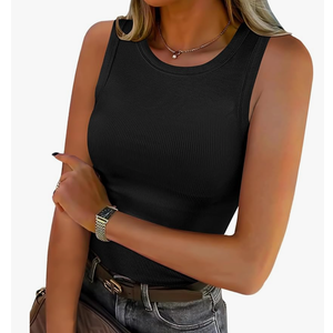 ANRABESS Womens Sleeveless High Neck Tank Tops Fashion Summer Casual Basic Slim Fit Ribbed Racerback Top Shirt Clothes, XL