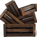 Barydat Set of 5 Wood Crates for Display Decorative Nesting Wooden Crate Storage with Handles Vintage Farmhouse Style Decorative Boxes Multipurpose Fruits Vegetables Boxes(Dusty Brown,Rustic)