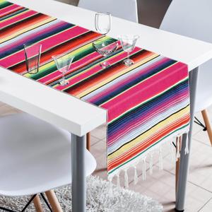 2PCS Mexican Table Runners, 14 x 86 Inch Day of The Dead Decorations, Rainbow Colors Mexican Fiesta Table Runner for Boho Mexican Theme Party Decorations Da De Los Muertos Picnics Table Decor