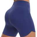 baleaf Womens 5" Biker Shorts High Waisted Workout Spandex Short Tummy Control Gym Yoga Athletic with Pocket Navy Blue L