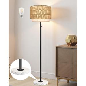 Floor Lamps for Living RoomLED Bulb Included,Dimmable Floor Lamp with Linen Shade,Modern Standing Lamp with Marble Base,Tall Floor Lamp for Bedroom,Nursery,Reading & Office,Beige