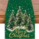 2 x Artscope Christmas Tree Table Runner, Xmas Winter Holiday Kitchen Dining Table Decoration for Christmas Home Decor 13x72 Inch-Green