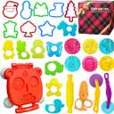 Dough Tool Set, 28 Pcs Dough Tools Sets for Kids Ages 4-8, Dough Accessories Includes Molds, Cutters Roller, Rolling Pins, Safety Scissors, Plastic Knife (Colorful3)