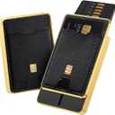 VENICE RFID Blocking Wallet, Minimalist Card Holder with Quick Access, Vegan Leather & Brushed Aluminum, Gift-Ready Packaging (Black & Gold)