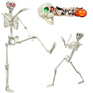 Halloween Life Size Skeleton, 2Pcs Full Body Poseable Skeleton with Movable Joints(5.4ft & 3ft)