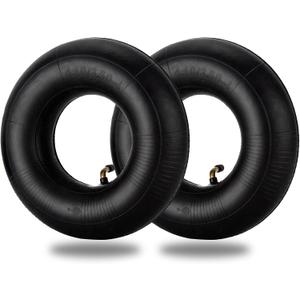 4.10/ 3.50-4 Inner Tubes, 2 Pack Heavy Duty 3.50-4 Replacement Tire Inner Tube with TR-87 Bent Valve Stem for Wheelbarrows, Mowers, Hand Trucks, 4" Cart, Tractor, Yard Trailers