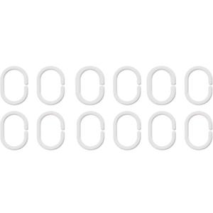12 pcs Shower Curtain Rings Plastic Shower Curtain Hooks C-Shaped Rings Hook Hanger Bath Drape Loop Clip Glide for Bathroom Shower Window Rod(White)