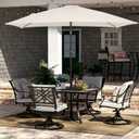 JEAREY 6.5x10 ft Rectangular Patio Umbrellas Rectangle Outdoor Umbrella with Push Button Tilt and Crank, Market Table Umbrella 6 Sturdy Ribs UV Protection for Poolside Garden Backyard Deck, Cream White