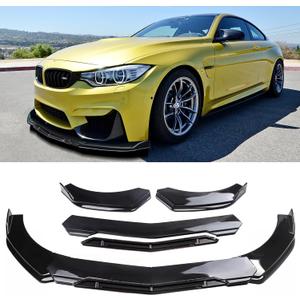 Universal Front Lip for Car,Glossy Black Front Bumper Lip, ABS Adjustable Sharp Corner Front Bumper Lip Splitter Protector Replacement for Most Vehicle (Glossy Black w/Black)