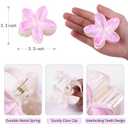 2 x 6 PCS Hawaiian Plumeria Flower Hair Clips for Women - Cute Floral Hair Claw Clips for Girls, Non-Slip Decorative Hair Accessories for Thick Hair, Beach Tropical Gifts for Women