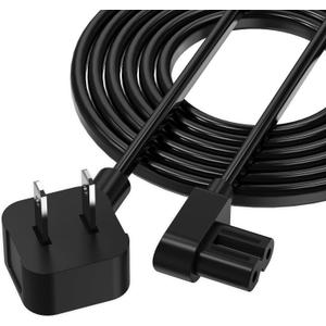 AGVEE 5ft TV Power Cord, 90 Degree Angled L-Shaped UL Listed 2-Prong AC Power Cable IEC C7 C8 Compatible with Samsung LG Sony Insignia Apple TV LCD LED, Vizio Roku JBL Partybox, Black