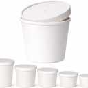 2 x Eco Friendly Recyclable Kraft Soup Bowls | White Disposable Food Cups with Lids | Containers - Soup Cups Great for Restaurants, Take-Outs, Or Disposable Soup Bowls To Go Lunch (25/Pack) (White, 8 oz)