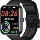 Fitness Tracker Watch, Step Tracker with Heart Rate, Blood Oxygen Sleep Monitor, IP68 Waterproof Pedometer, Step Calorie Counter, Health Fitness Watch for Sports, Activity Tracker for Women Men (Black)