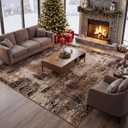 Merelax 6x9 Brown Red Area Rug for Living Room, Large Washable Boho Abstract Bedroom Rugs, Modern Non Silp Dining Room Playroom Area Rugs, Soft Low Pile Carpet for Office Study