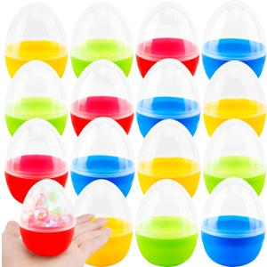16 Pcs 3.5 Inch Colorful Clear Easter Eggs Transparent Refillable Easter Eggs Plastic Eggs Easter Ornaments for Easter Party Gifts DIY Filler Basket Decorations