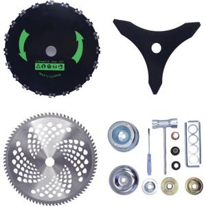 Brush Cutter Blade Kit for Weedeater 9" x 20T Chainsaw Tooth, 10" x 80T Carbide Tip, 10" x 3 Teeth Carbon Steel Blades Fits for Stihl, HusqvarnaEgoOregonHitachi Trimmer