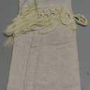 jinchan Boho Valance with Tassels Linen Kitchen Valance Curtain for Windows 16 Inch Beige Farmhouse Rustic Small Window Treatment for Living Room Laundry RV Light Filtering Back Tab 1 Panel Crude