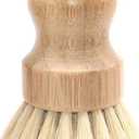 Natural Sisal Dish Washing Brush Bamboo Round Scrub Brush Pots Pans Vegetables Household Cleaning Brush (Sisal)