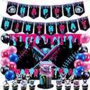 SmoothNovelty 31 Pcs Ice Cream Drip Baseball Birthday Party Decorations Set Baseball Ice Cream Theme Banner Backdrop Balloons Cake Topper Cupcake Topper for Sport Teams Birthday Theme Party Supplies