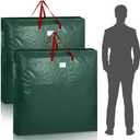 2 Pcs 48 Inch Christmas Wreath Storage Bags Christmas Wreath Storage Containers with Handle Extra Large Waterproof Zipper Garland Bag for Protect Xmas Holiday Garland Ornament (Green)