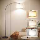 SUNMORY Arc Floor Lamp with 3 Color Temperature, Modern Floor Lamp with 9w A19 LED Bulb, 75″ Height Tall Lamp for Living Room with Hanging Drum Shade & Weighted Base. Arched Standing Lamp for Bedroom