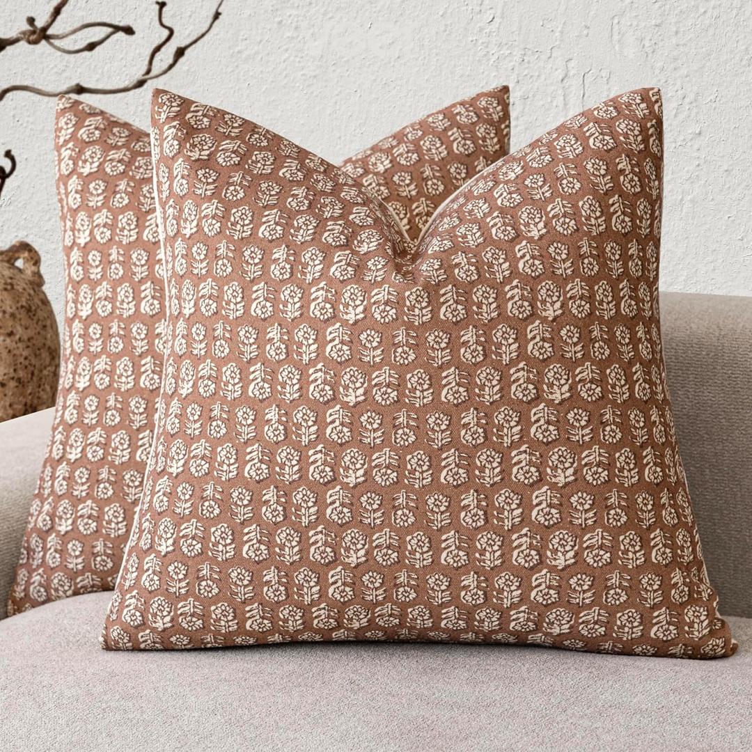 Foindtower Set of 2 Decorative Vintage Floral Print Throw Pillow Covers Neutral Farmhouse Cushion Covers Boho Home Decor for Sofa Couch Chair Bedroom Living Room,2020 Inch,Light Orange Brown (Almond) Foindtower Set of 2 Decorative Vintage Floral Print Throw Pillow Covers Neutral Farmhouse Cushion Covers Boho Home Decor for Sofa Couch Chair Bedroom Living Room,2020 Inch,Light Orange Brown (Almond)