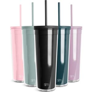 Simple Modern Plastic Tumbler with Lid and Straw | Reusable BPA Free Iced Coffee Cups Double Wall Smoothie Cup | Gifts for Women Men Him Her | Classic Collection | 24oz | Midnight Black
