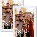 2 Packs 7x10 Picture Frame White, Engineered Wood 7 x 10 Photo Frame, 7 by 10 Photo Poster Frame for Wall Hanging and Tabletop Set of 2, White