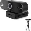 Hprosper 1080P Full HD Webcam with Privacy Cover, Tripod,Wide Angle Lens,Active Light Correction,Plug and Play USB Webcam for PC, Desktop, Laptop,Mac