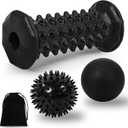 Plantar Fasciitis Relief,Foot Roller Massager,Massage Lacrosse Ball,Spiky Ball Therapy Set for Relieve Plantar Fasciitis,Foot Arch and Heel Pain,Neuropathy Pain Relief Feet,Deep Tissue Muscle Massage (Black Combination)