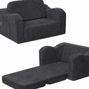 MeMoreCool Toddler Couch Fold Out 2-in-1 Convertible Kids Sofa Bed with Soft Corduroy Cover, High-Density Foam Toddler Chair for Ages 13, Foldable Floor Lounger with Machine-Washable Cover, Gray