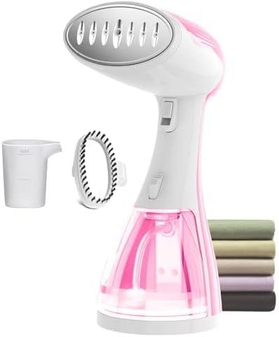 Small Handheld Steamer Iron for Clothes - 1350W Portable Clothes Steamer, Removes Wrinkle with Heat-Resistant & Strong Steam for Different Fabrics, Suit for Home/Office/Travel (Pink)