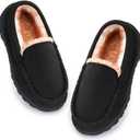 Boys & Girls Moccasin Memory Foam Kids House Slippers - Nonslip Indoor & Outdoor, US 12
