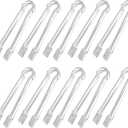 10 Pcs Plastic Buffet Serving Tongs, Clear Kitchen Tongs Mini Serving Utensil Tongs for Food Ice Salad Buffet Barbecue Cookies, 6.3 Inches