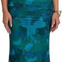 KUTUMAI Off The Shoulder Maxi Long Dress Corset Ruched Bodycon Cocktail Formal Wedding Guest Dresses for Women (Blue). L Size