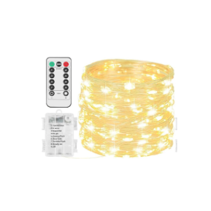 Beieverluck 1 Pack 33FT 100 LED Fairy Lights Battery Operated Fairy Lights with Remote and Timer Waterproof String Lights Outdoor Indoor for Bedroom Wedding Christmas Decorations, Warm White