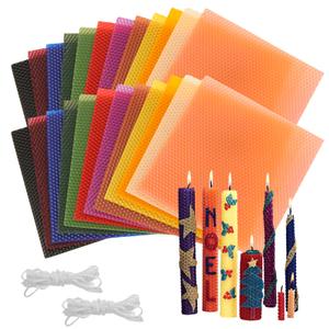 GBACHOOSE Beeswax Sheets for Candle Making, 24 Pack 8 x 8 Inch Honeycomb Wax Sheets in 12 Colors with Cotton Wick, DIY Rolled Beeswax Candle Making Kit for Adults, Kids, Crafts, Gifts