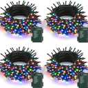 Battery Operated Christmas Lights - 4 Pack Total 66ft 200 LEDs Multicolor Christmas Lights with Timer, 8 Modes Waterproof Twinkle Lights for Indoor Outdoor Xmas Tree Wreath Party Holiday Decorations